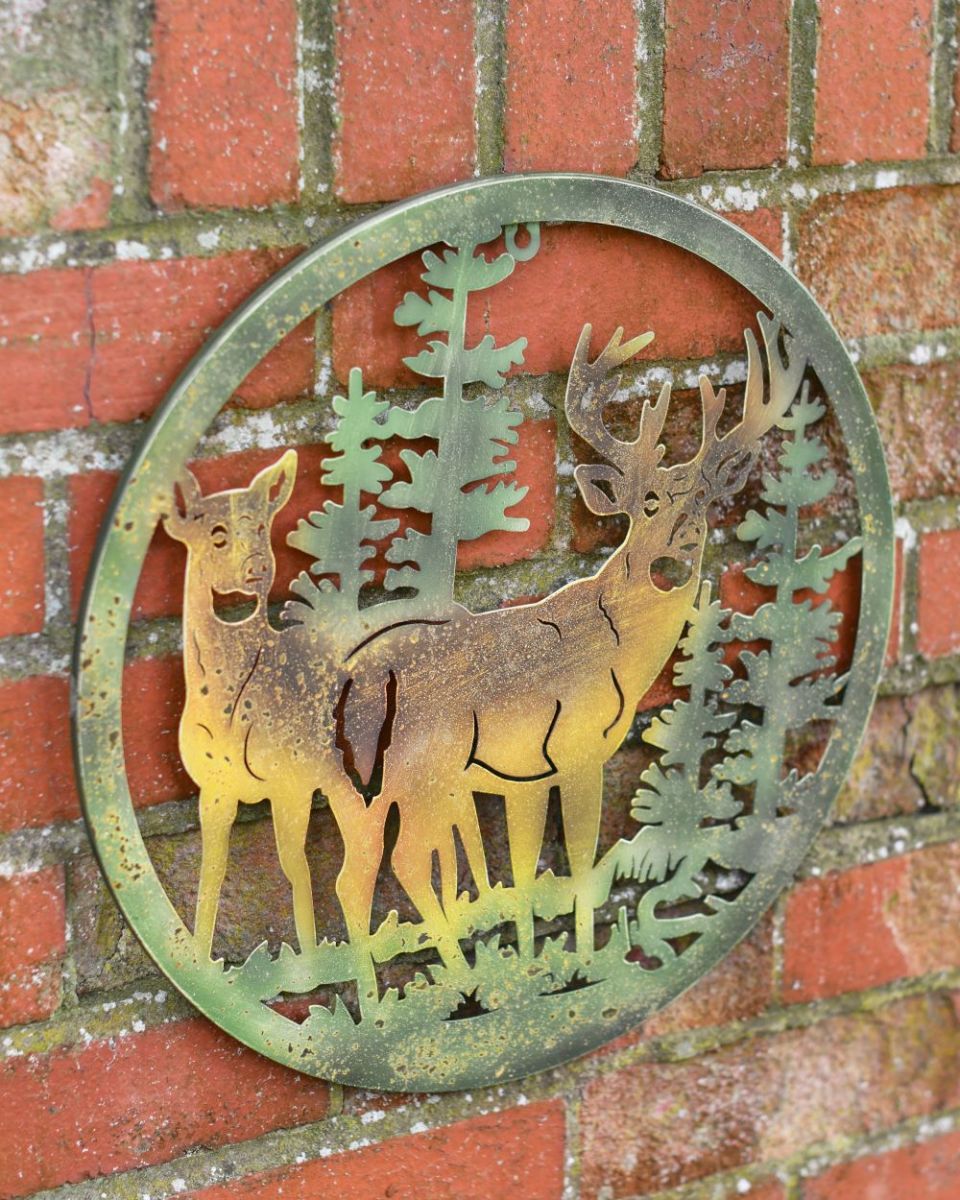 Deer in Pine Forest Wall Art Side