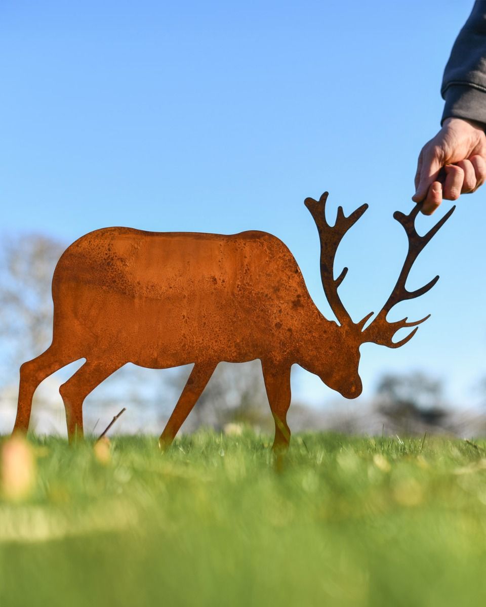 Rustic Cast Iron Stag Sculpture 