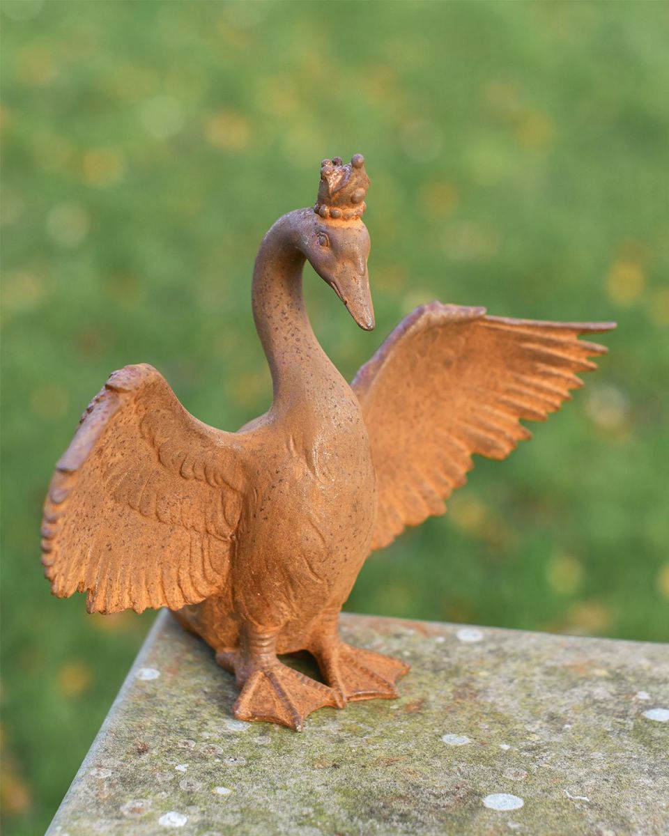Goose Wearing a Crown Garden Sculpture In Situ