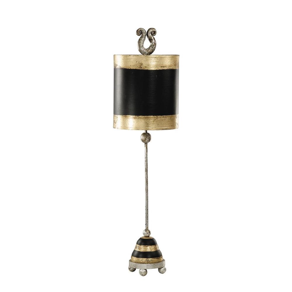 Tiberius Aged Silver, Black & Gold Table Lamp 