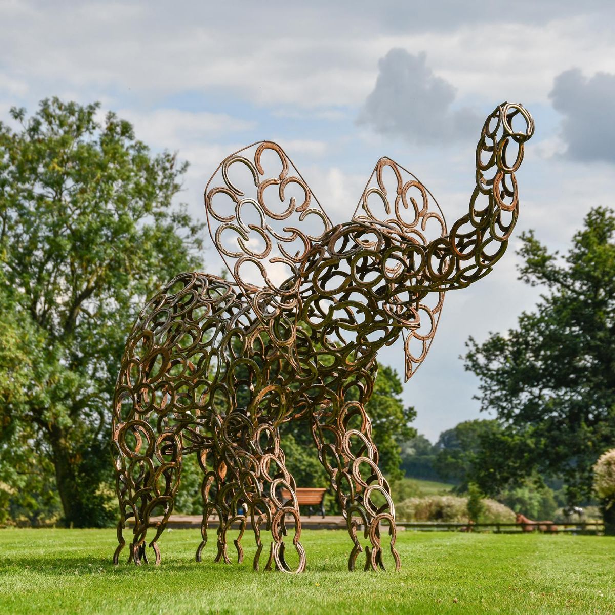 Rustic Horseshoe Elephant Sculpture in Situ