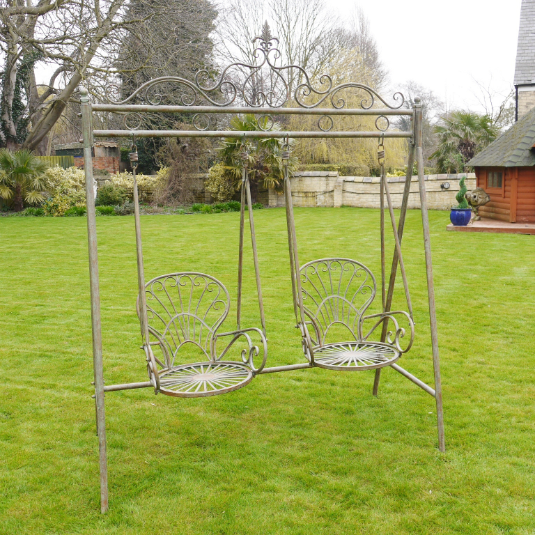 Rustic Ornate Garden Swing Seat for Two