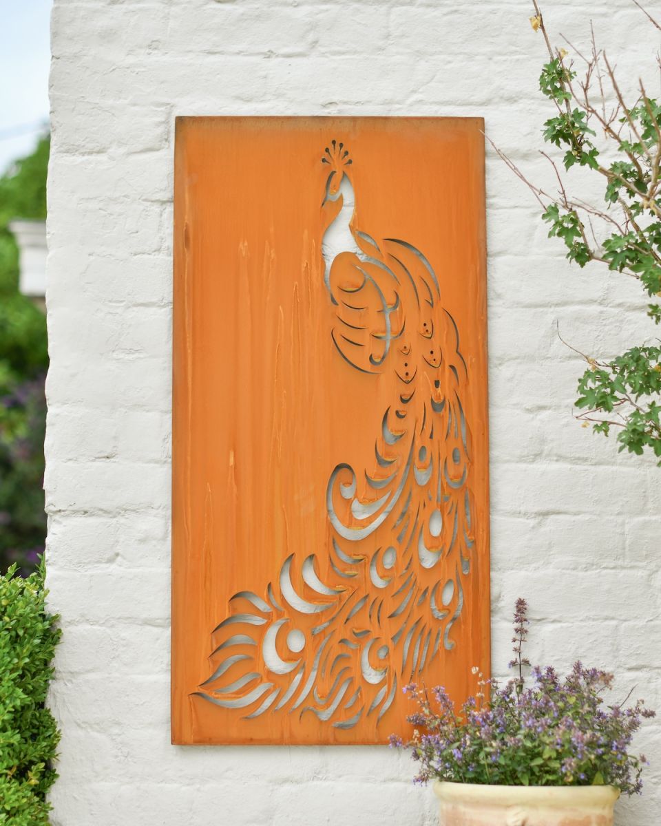Rustic Peacock Garden Wall Art