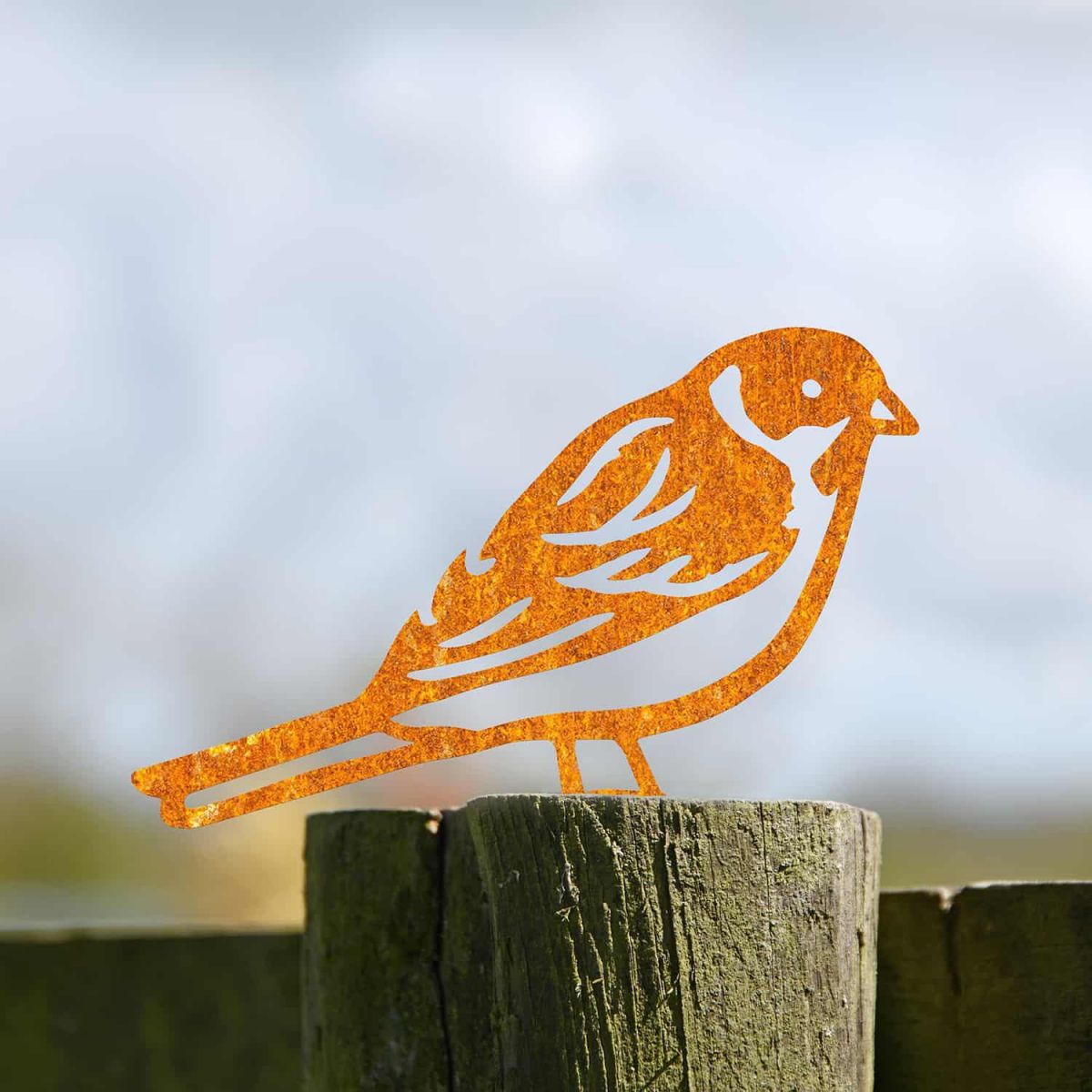 Rustic Steel Fence Topper with Reed Bunting Design