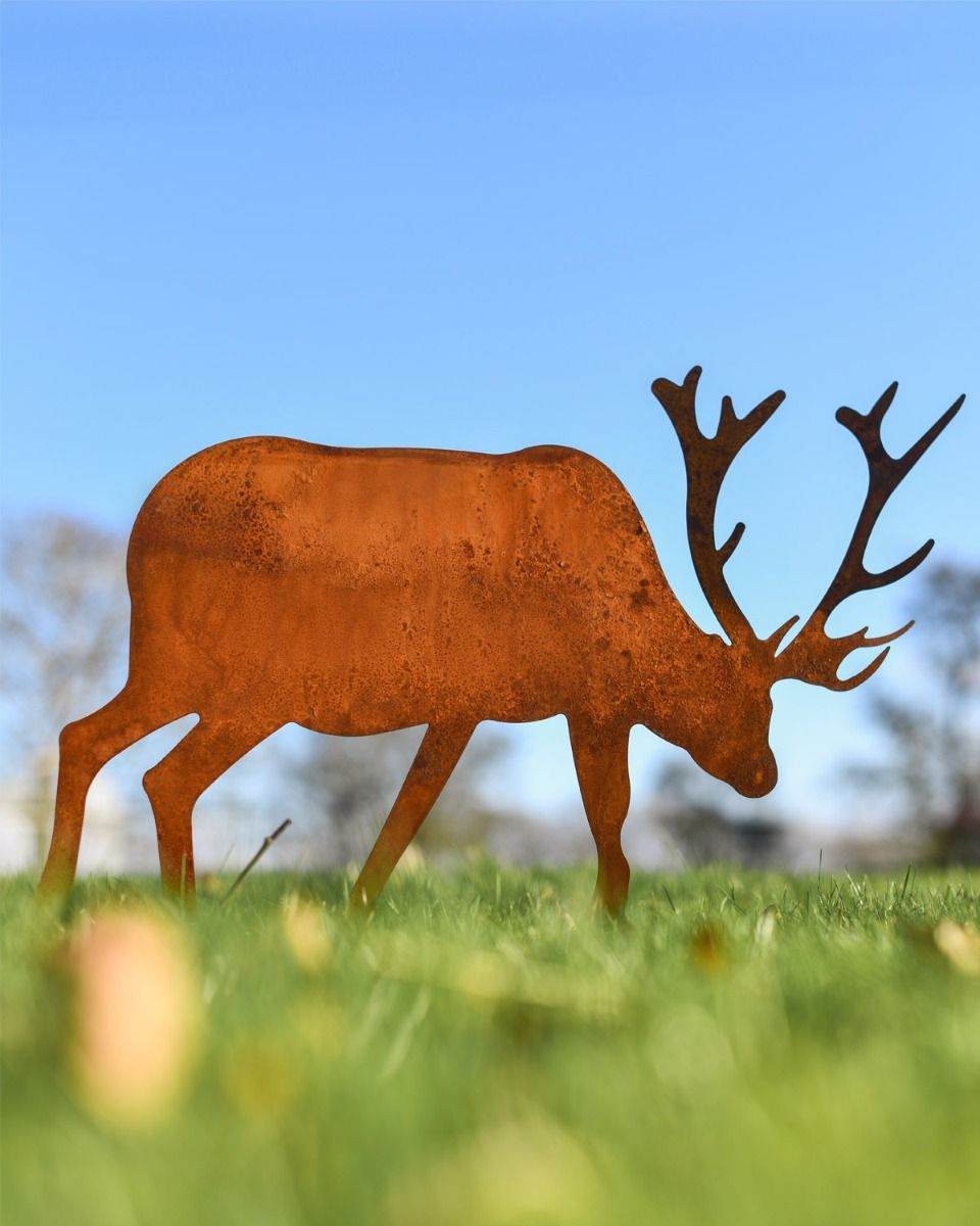 Rustic Cast Iron Stag Sculpture 