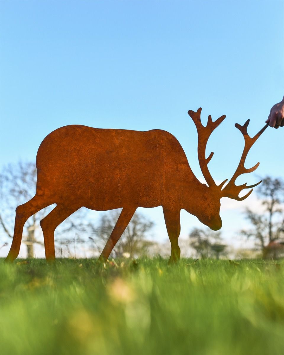 Rustic Garden Stag Sculpture In Situ 