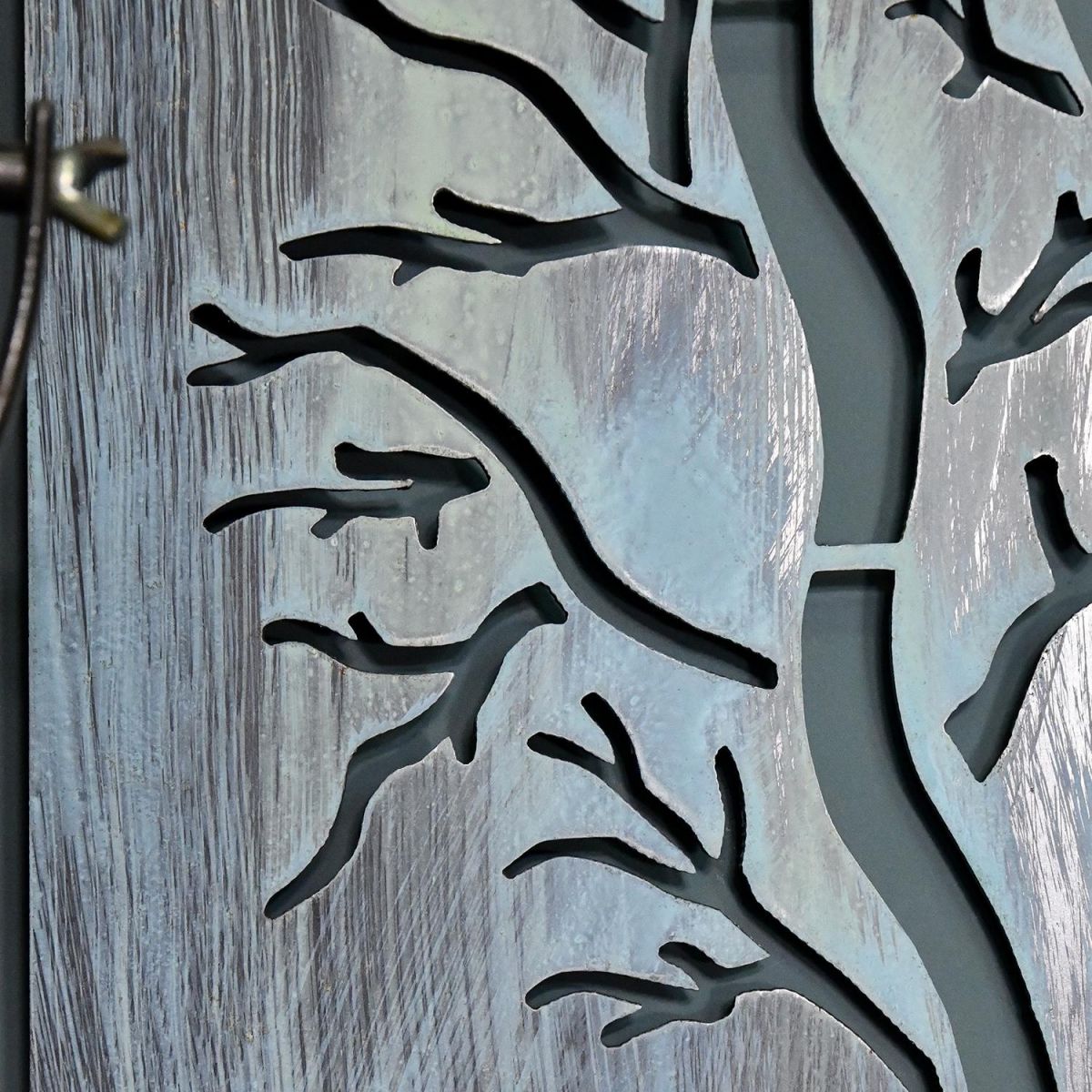 Close-up of the Rustic Finish on the Tree Wall Art