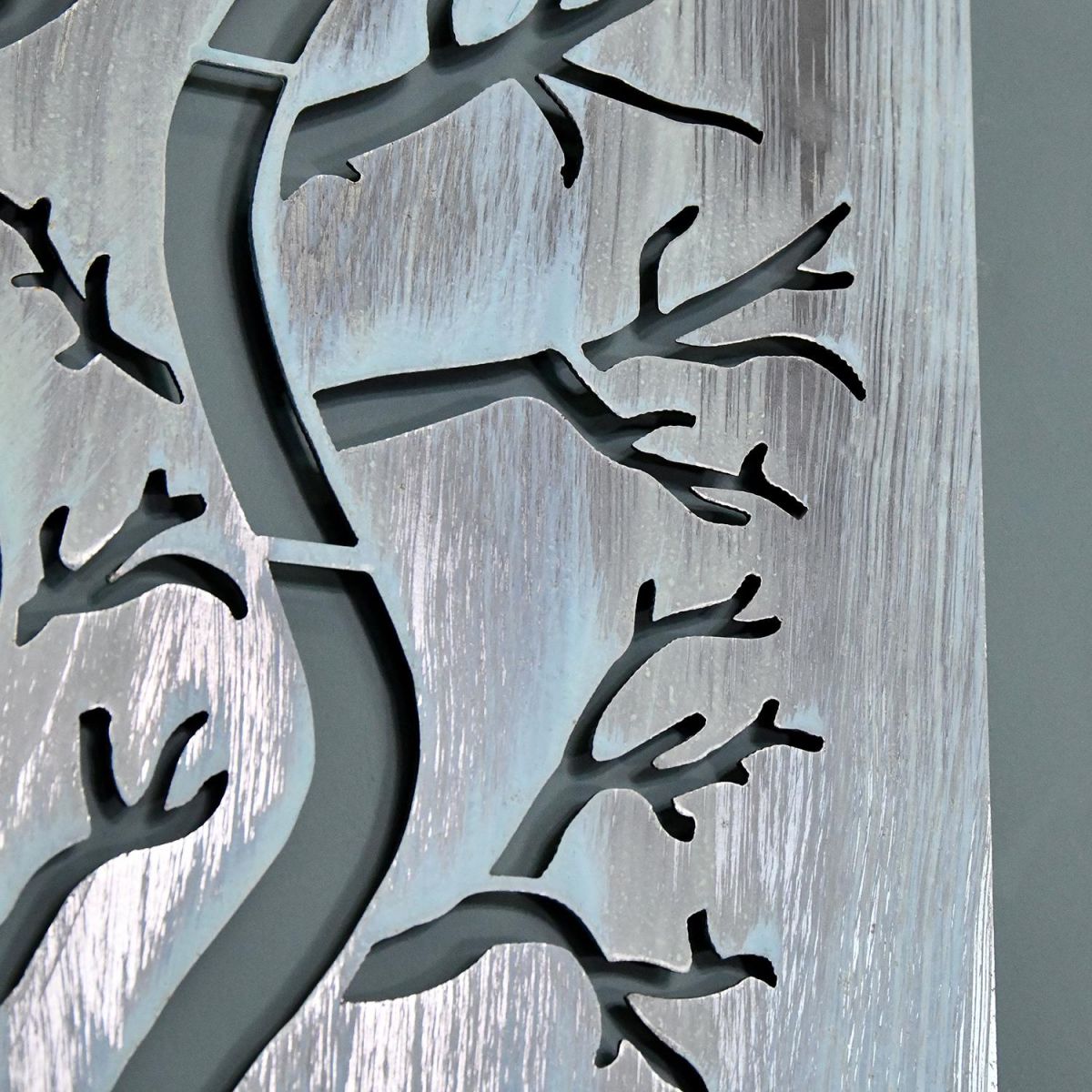 Close-up of the Rustic Finish on the Tree Wall Art