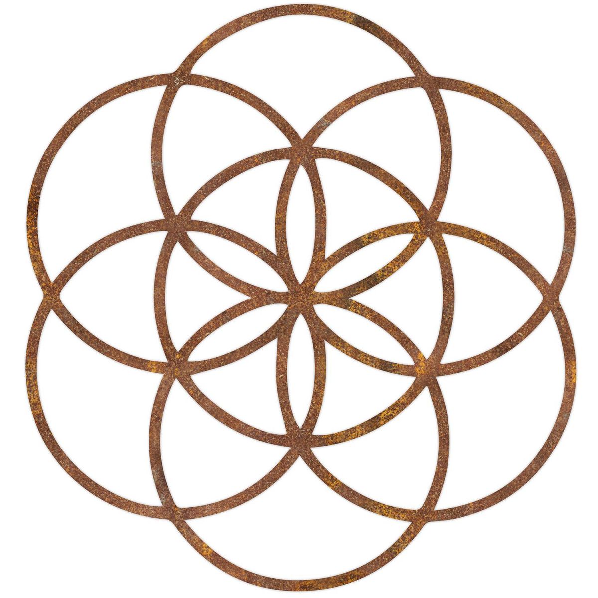 "Seed of Life" Steel Wall Art in a Rustic Finish