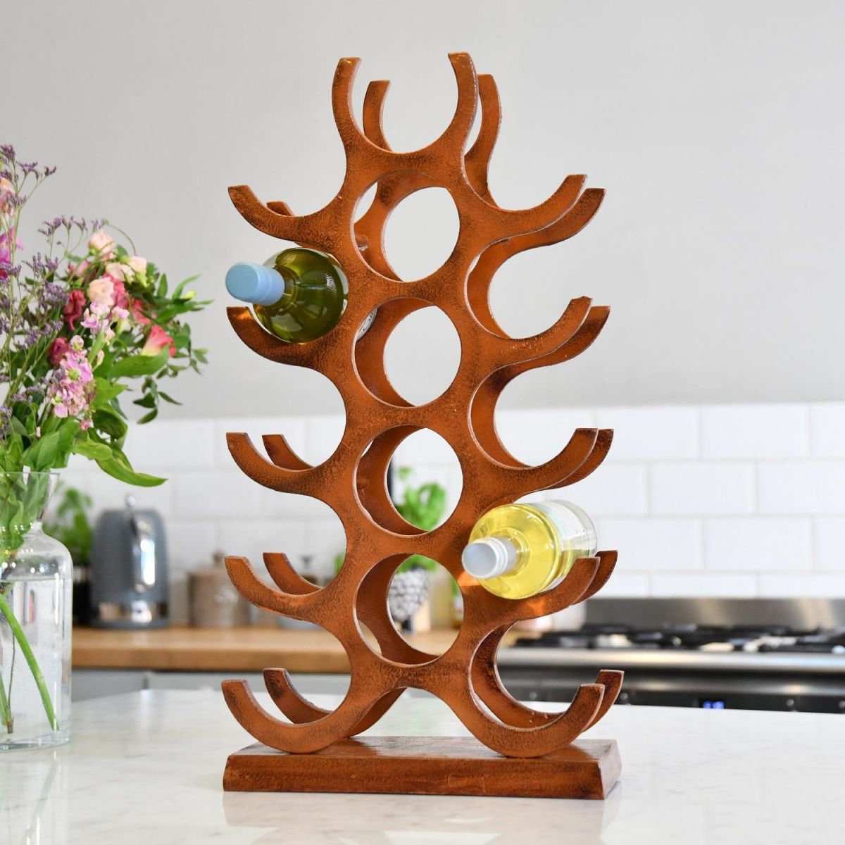 Rustic "Branches" Wine Rack in Kitchen Setting 