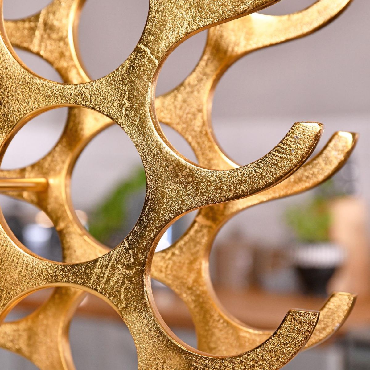 Close up of gold finish on "Tuscany" Wine Rack 