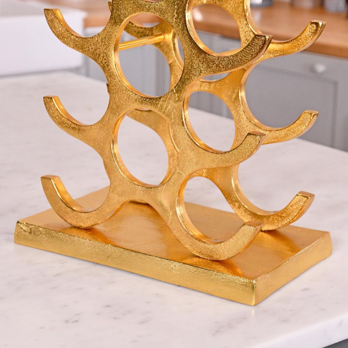 Close up of rectangular base on "Tuscany" Wine Rack 