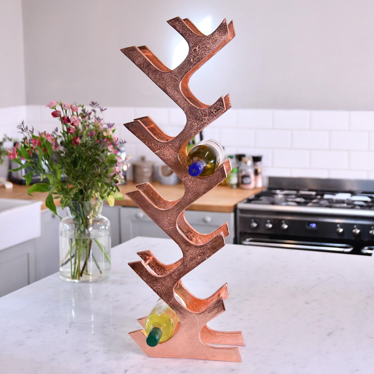 "Art Deco" Copper Wine Rack in Situ 