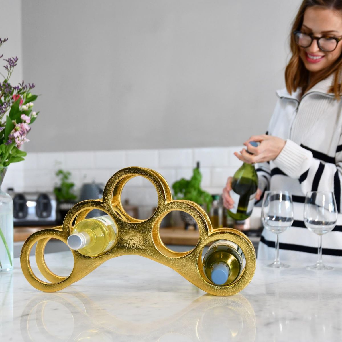 "The Arch" Wine Rack in Gold Finish 