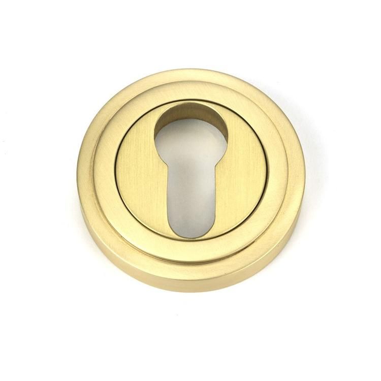 Satin Brass "Circular" Art Deco Euro Escutcheon - 53mm x 11mm
