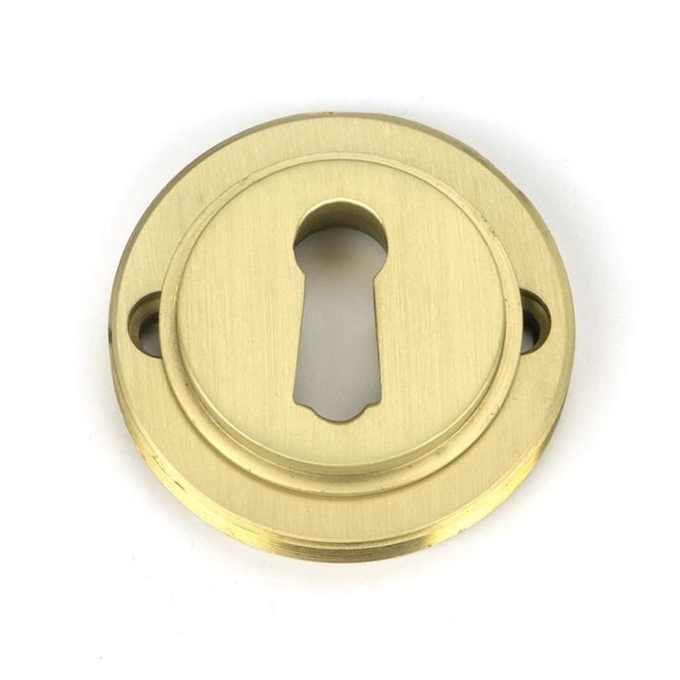 Situ Shot of Satin Brass "Circular" Beehive Escutcheon - 53mm x 11mm