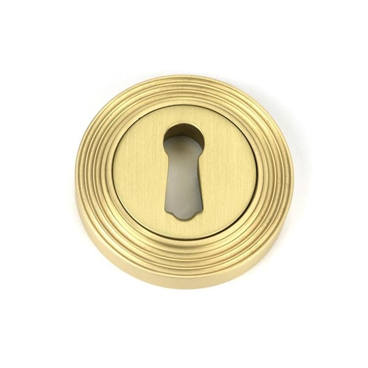 Satin Brass "Circular" Beehive Escutcheon - 53mm x 11mm