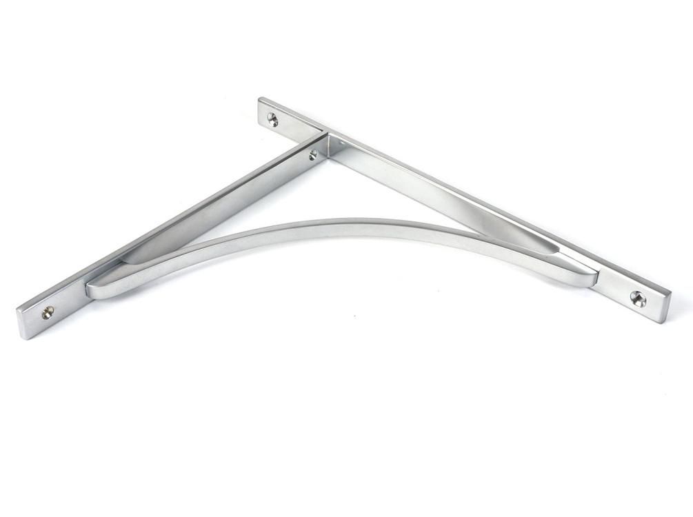 Close-Up of Satin Chrome "Appleton" Traditional Arched Shelf Bracket - 314mm x 250mm