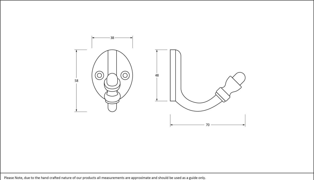 Satin Chrome Single Pronged Mushroom-Capped Coat Hook Dimensions