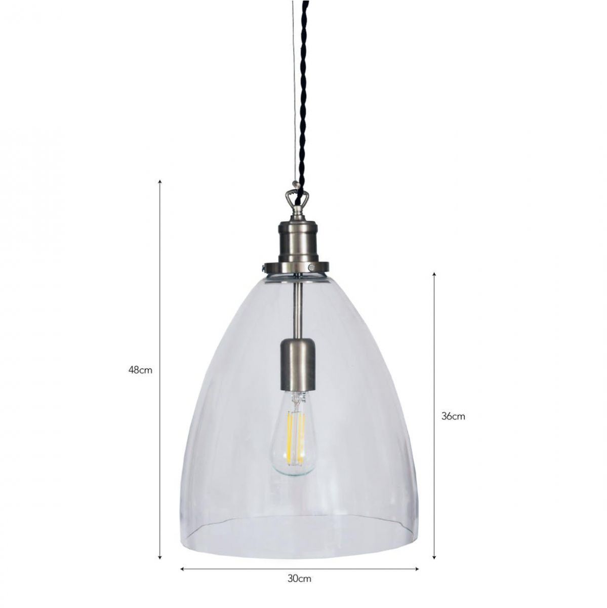 Satin Nickel Steel Bullet Pendant Light Dimensions
