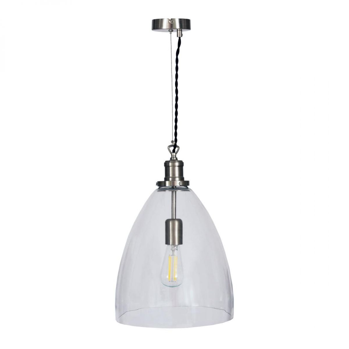 Steel Bullet Pendant Light Finished in a Satin Nickel 