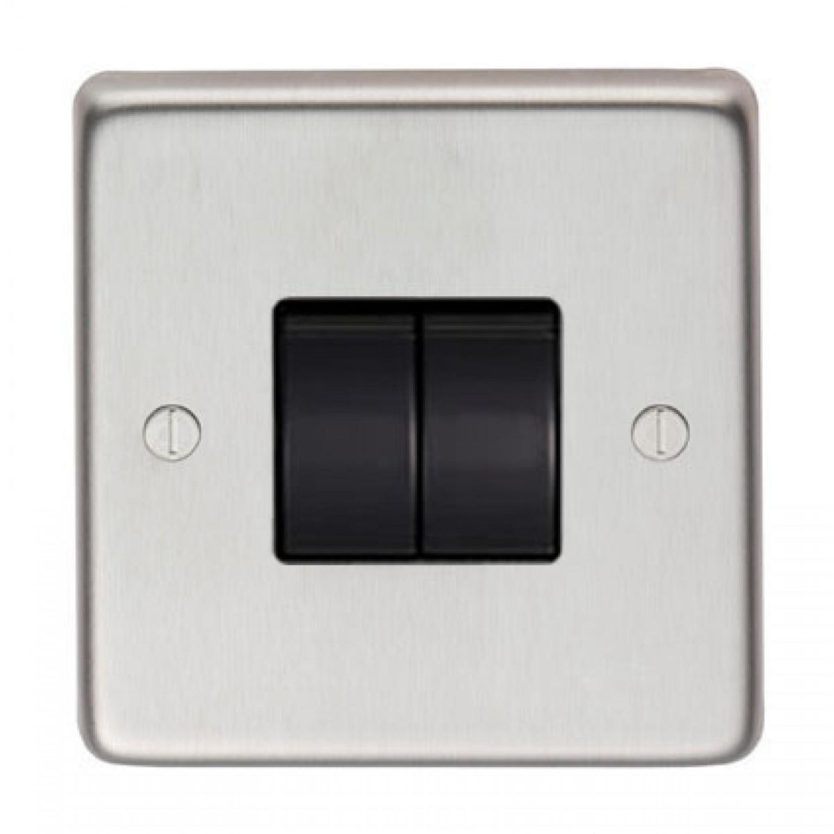 10 Amp Double Switch Light Switch Finished in a Satin Stainless Steel