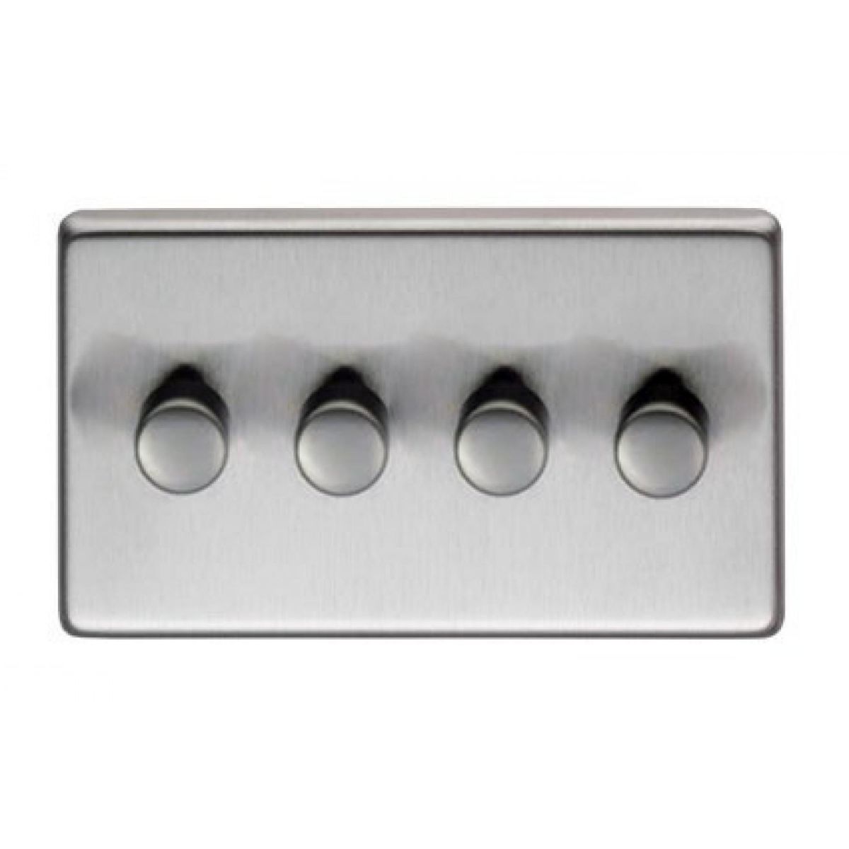 Quad Dimmer Light Switch Finished in a Satin Stainless Steel