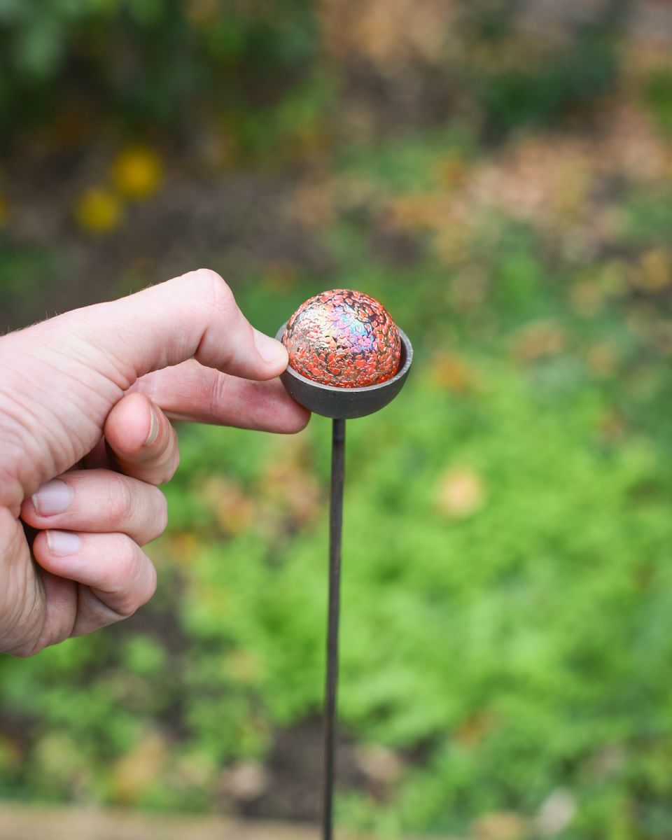 Scale image of marble suncatcher plant pot stake