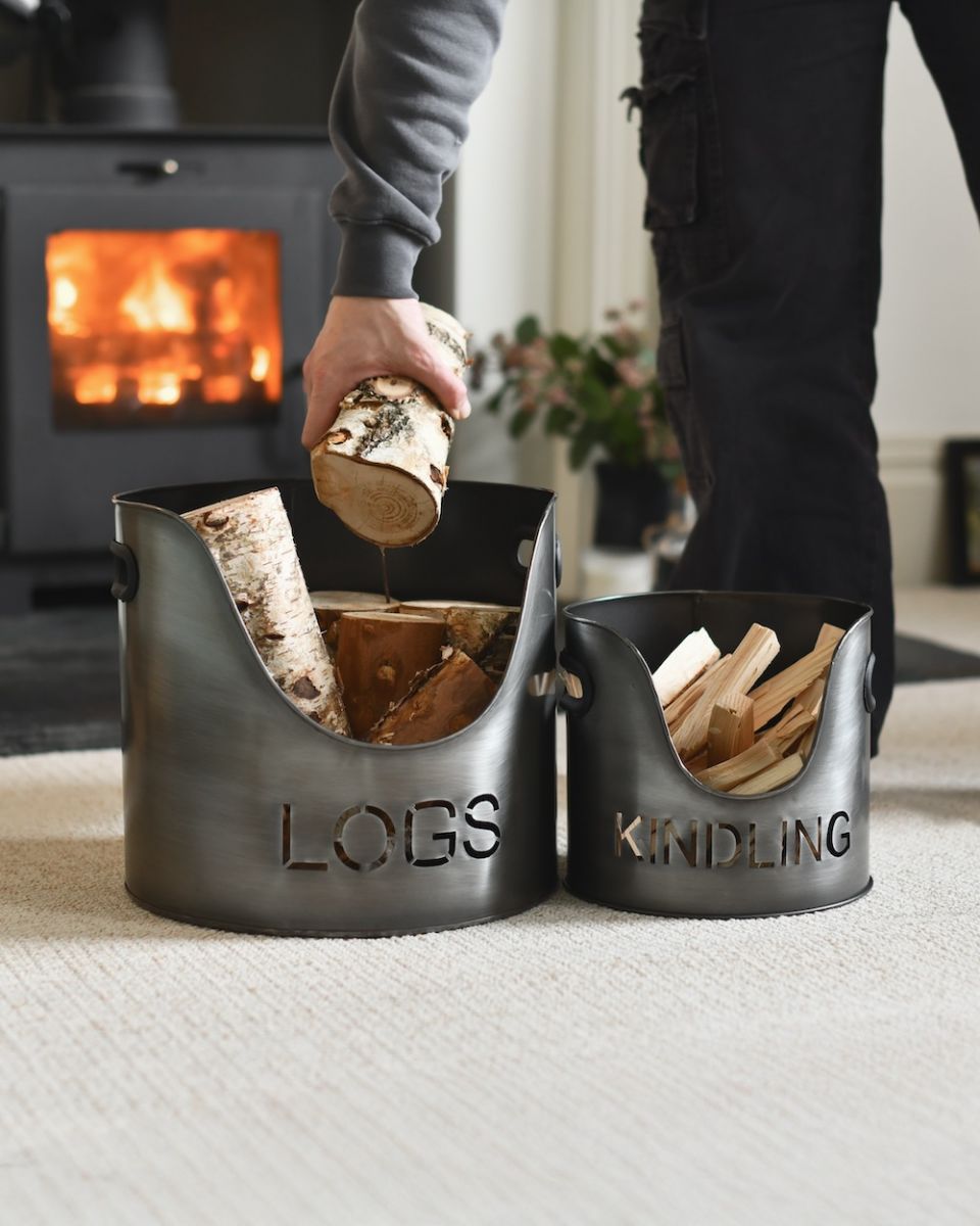 Scale image of logs and kindling steel log holders