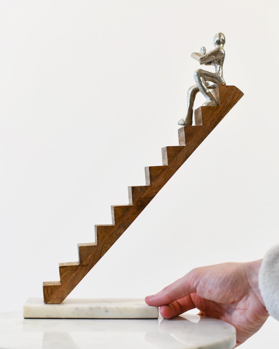 Scale image of cast aluminium, mango wood and marble interior ornament 