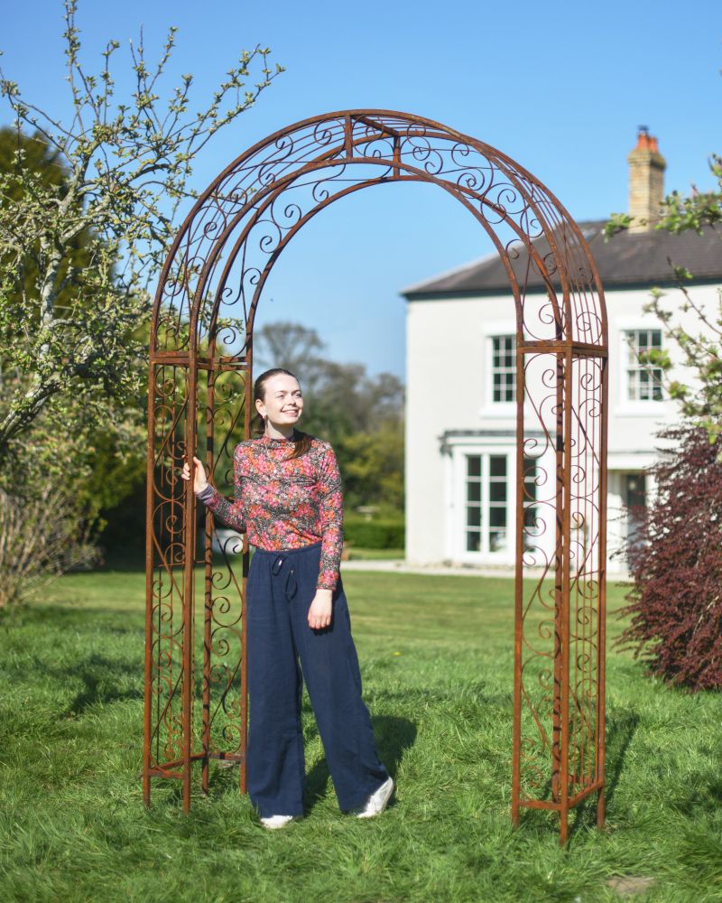Ornate Scroll "Tenbury" Rustic Rose Arch to Scale