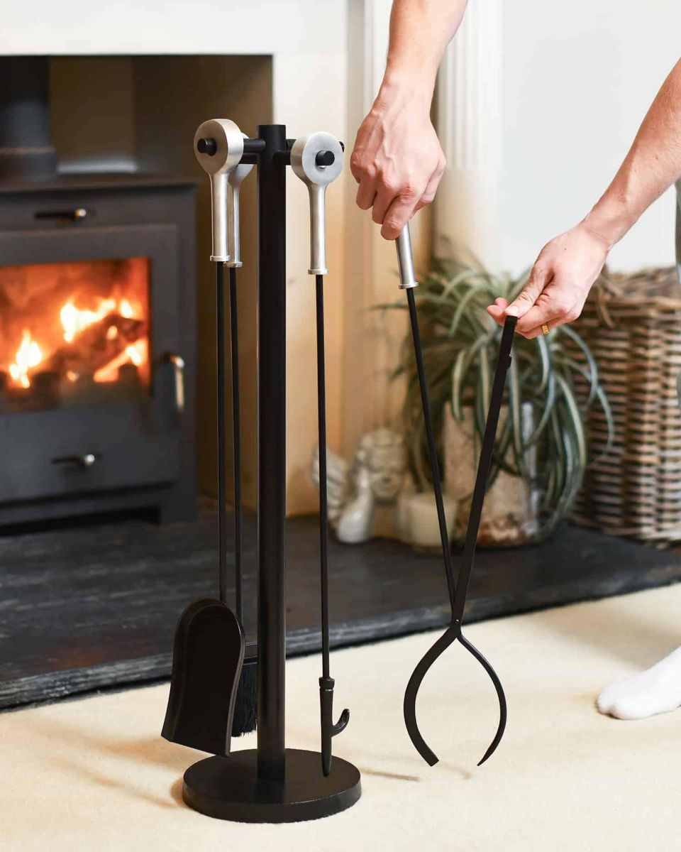 Scale Shot of Black Companion Set with Aluminium Handles 77cm