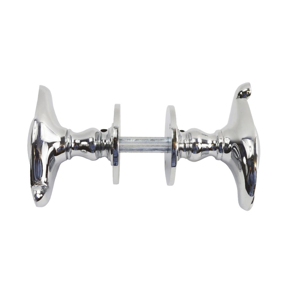 Scrolled Oval Bright Chrome Door Knobs