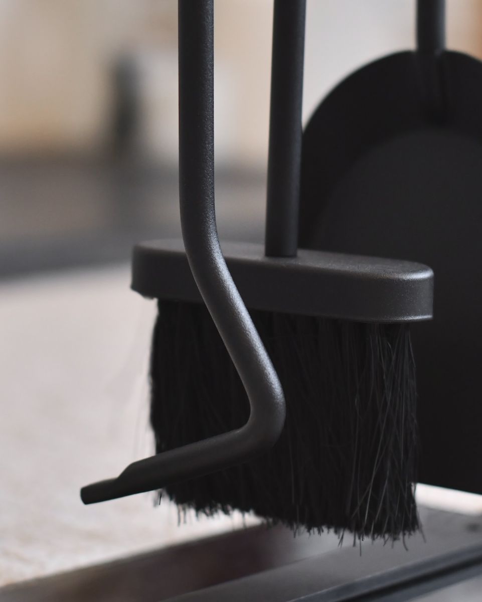 Close up of tools on fireside companion set