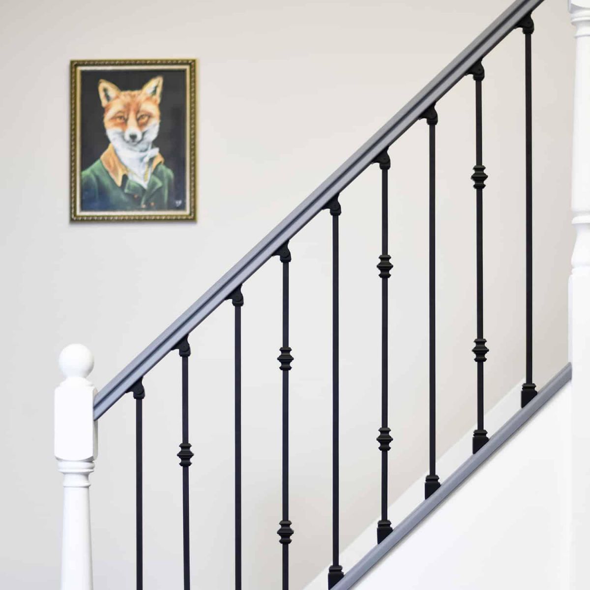 Set of 2 Matte Black "Enfield" Steel Stair Spindles - Pattern 3