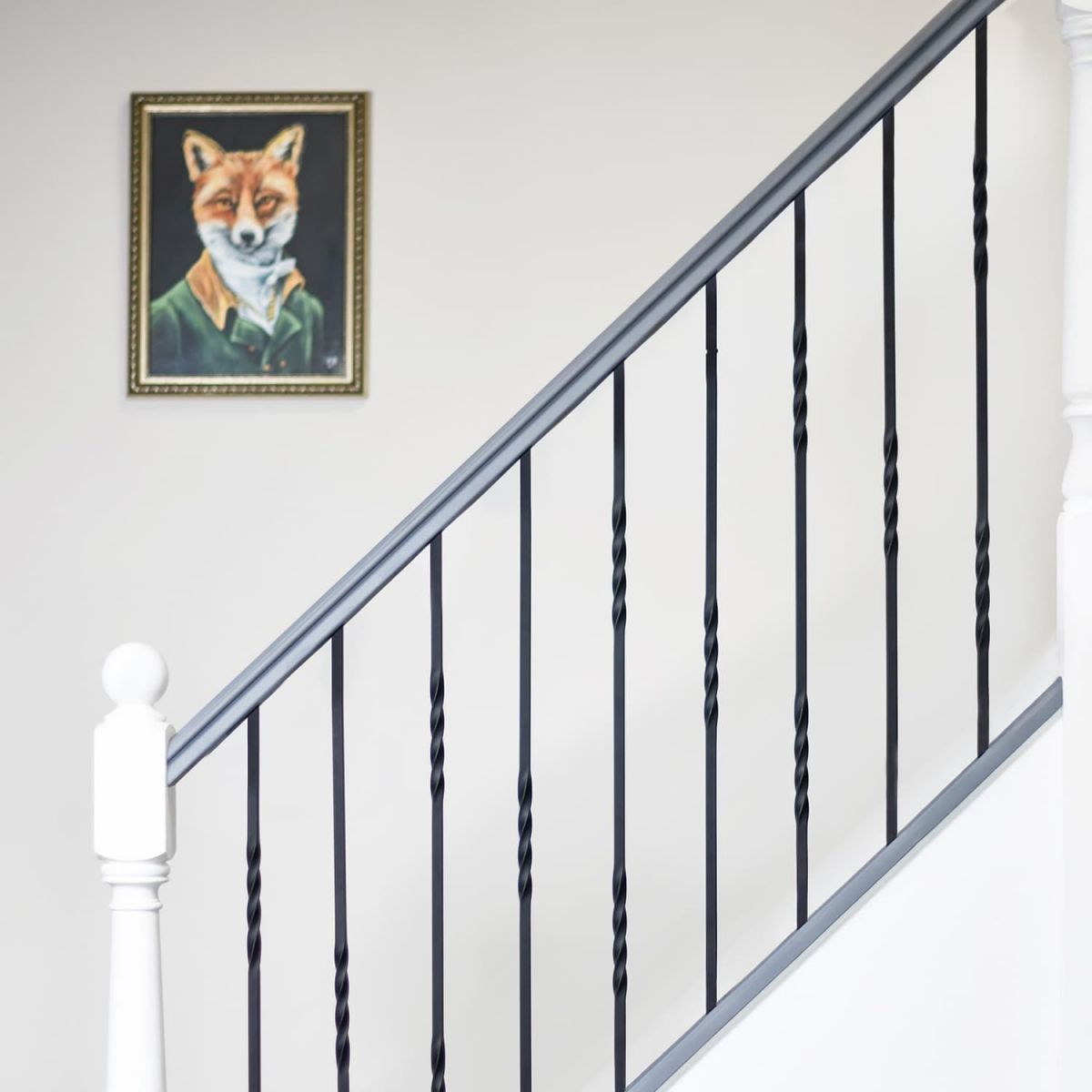 Set of 2 Matte Black "Enfield" Steel Stair Spindles - Pattern 4 - Spindle ONLY - No Brackets