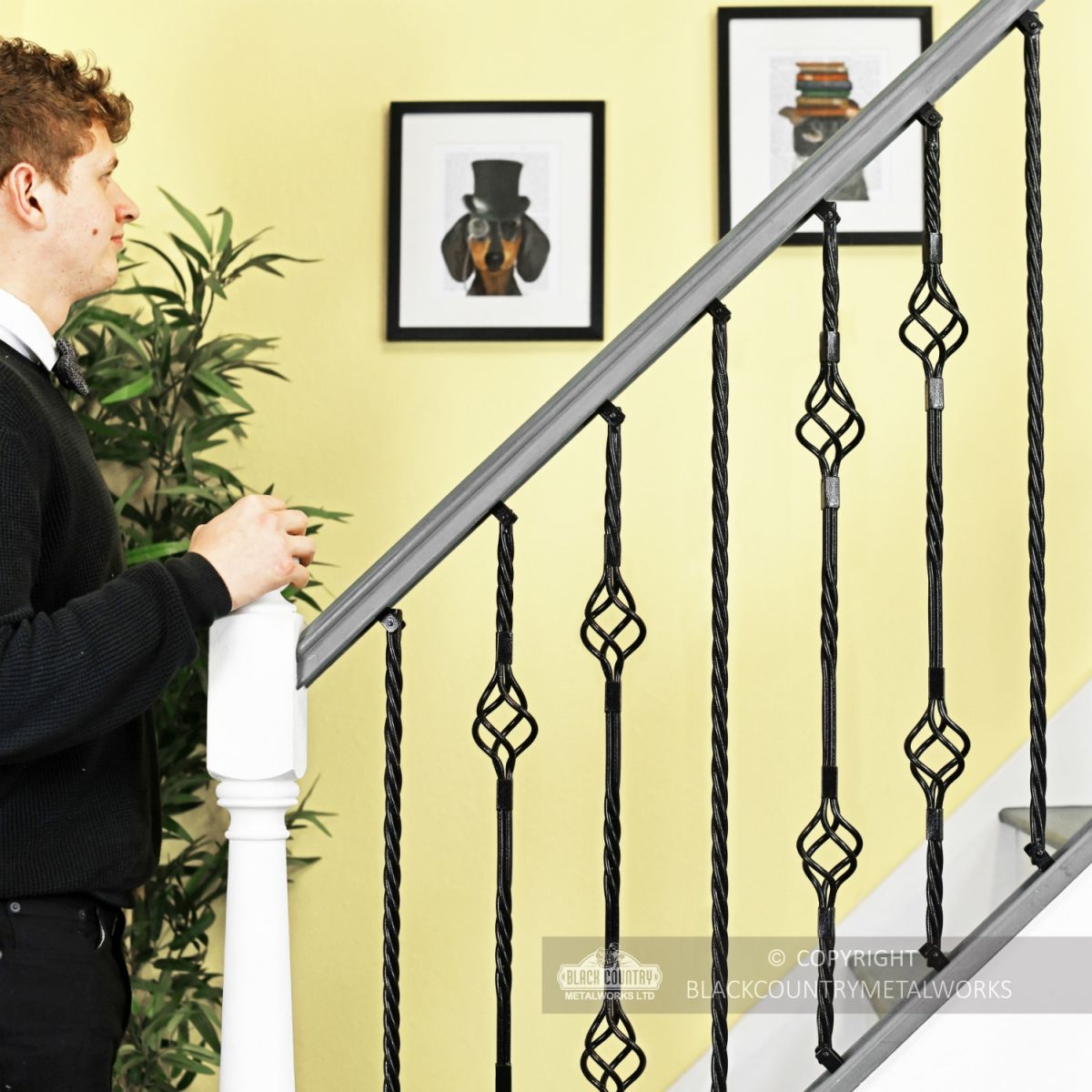 Set of 3 Grosvenor Rope Twist Stair Spindles - Pattern 2 Scale