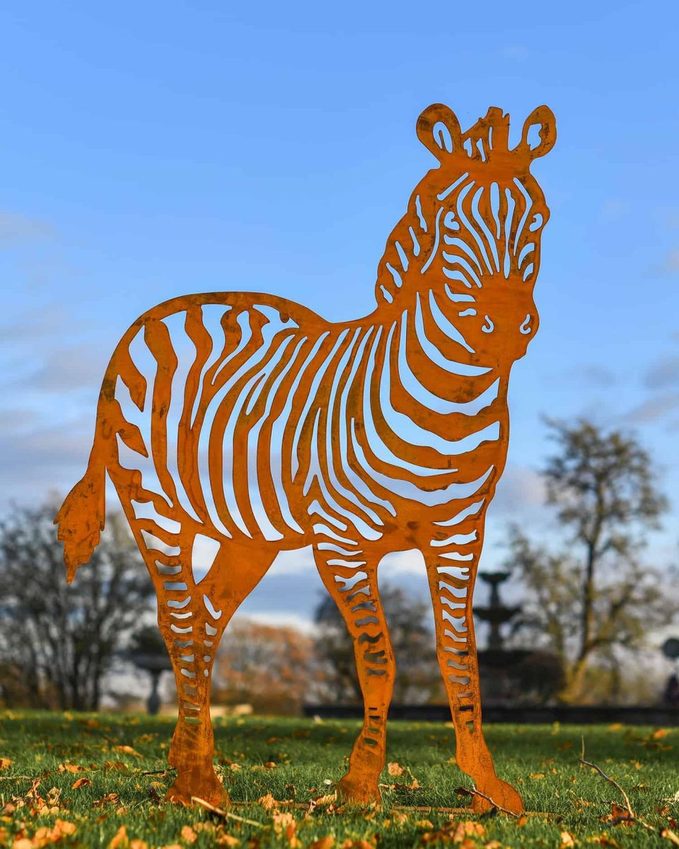 Sheet Steel Rustic Zebra Garden Silhouette - 125cm