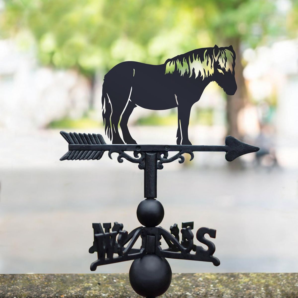 Shetland Pony Weathervane in Situ in the Garden