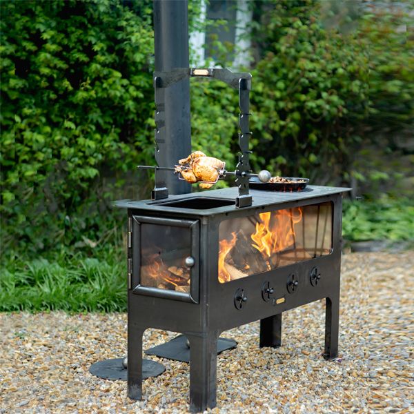 Side View of Large Outdoor Wood Burner 