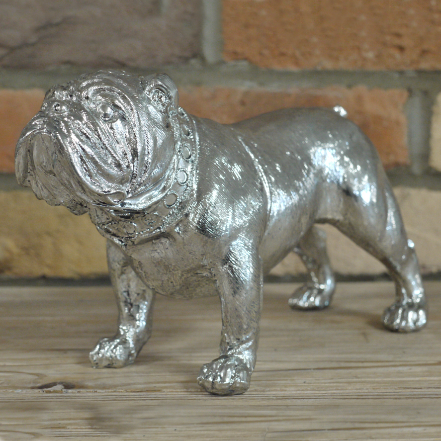Silver Finish Bull Dog Ornament