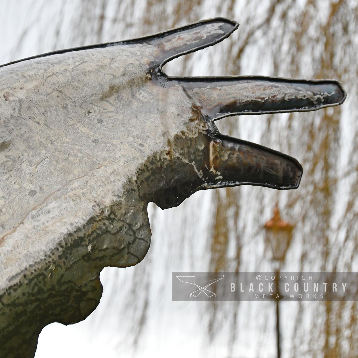Close-up of the Wings on the Crane Sculpture