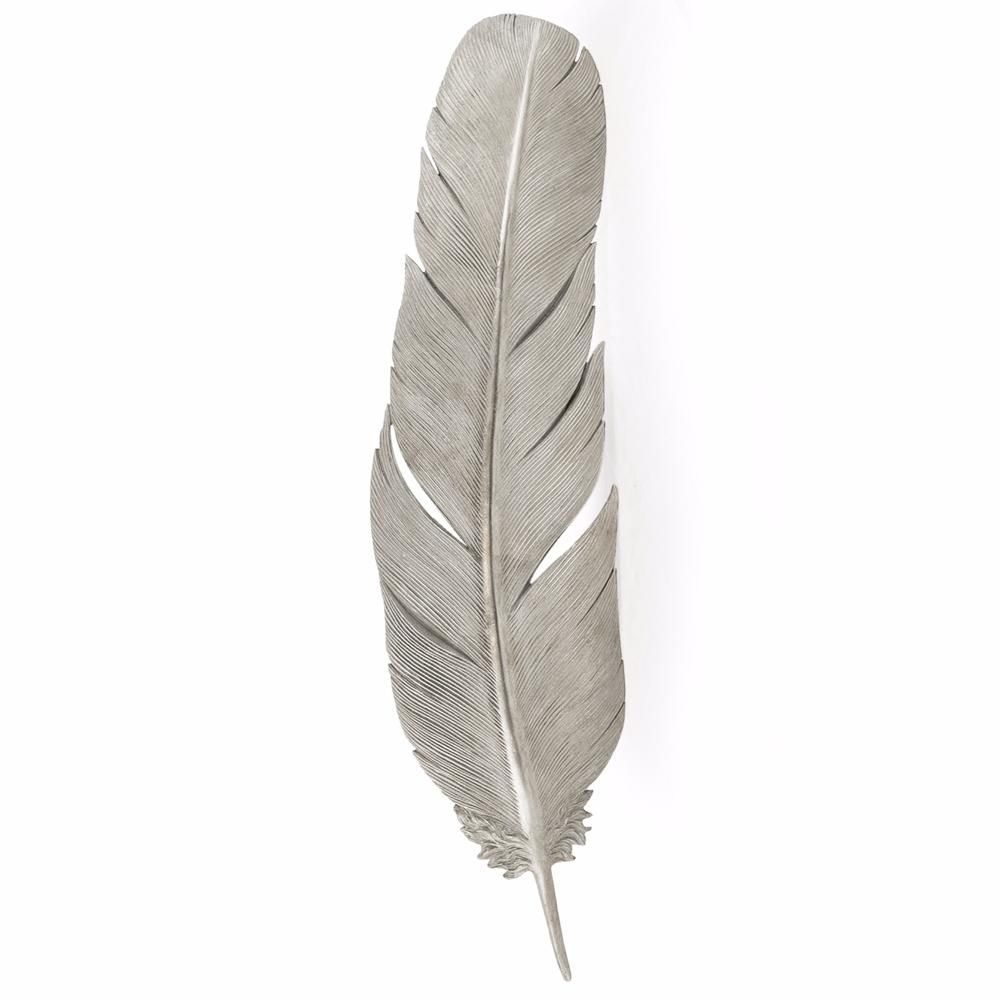 Feather Wall Art in a Silver Finish