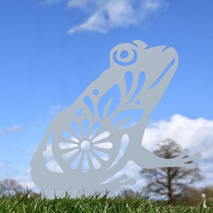 Floral Frog Silhouette in Silver