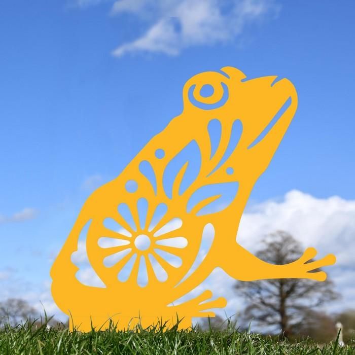 Floral Frog Silhouette in Yellow