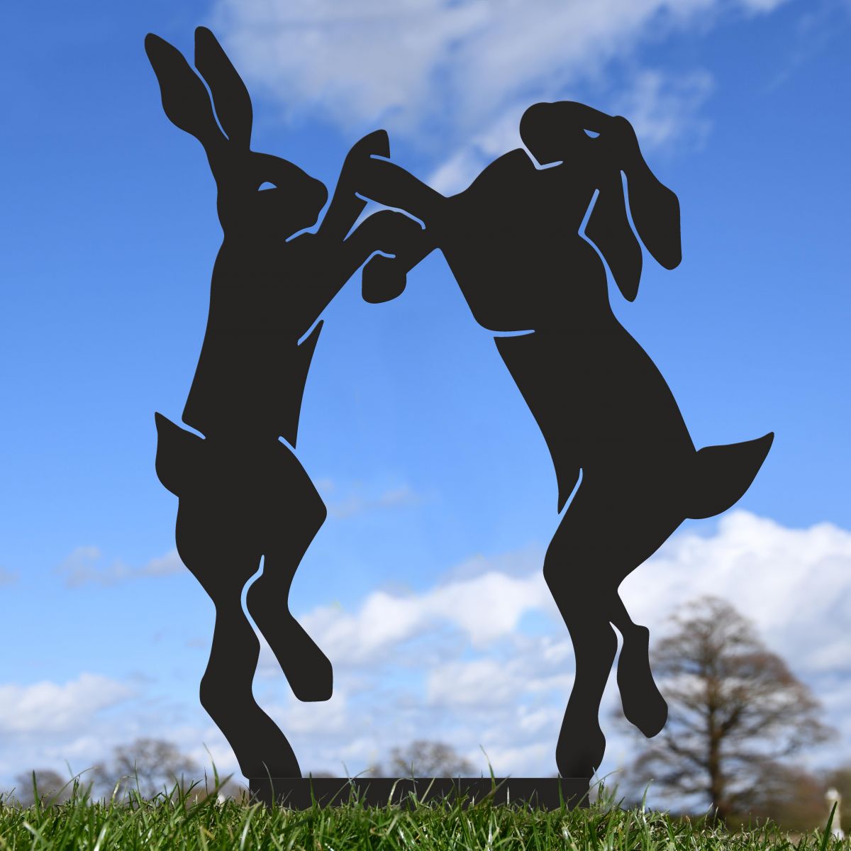 Simplistic Boxing Hares Silhouette Black Finish 