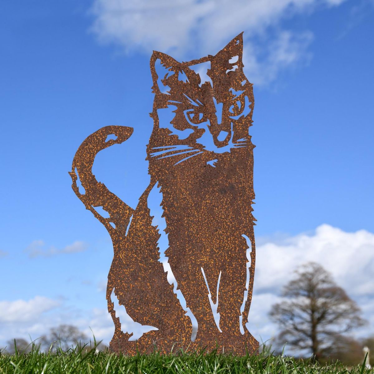 Rustic Sitting Cat Silhouette 