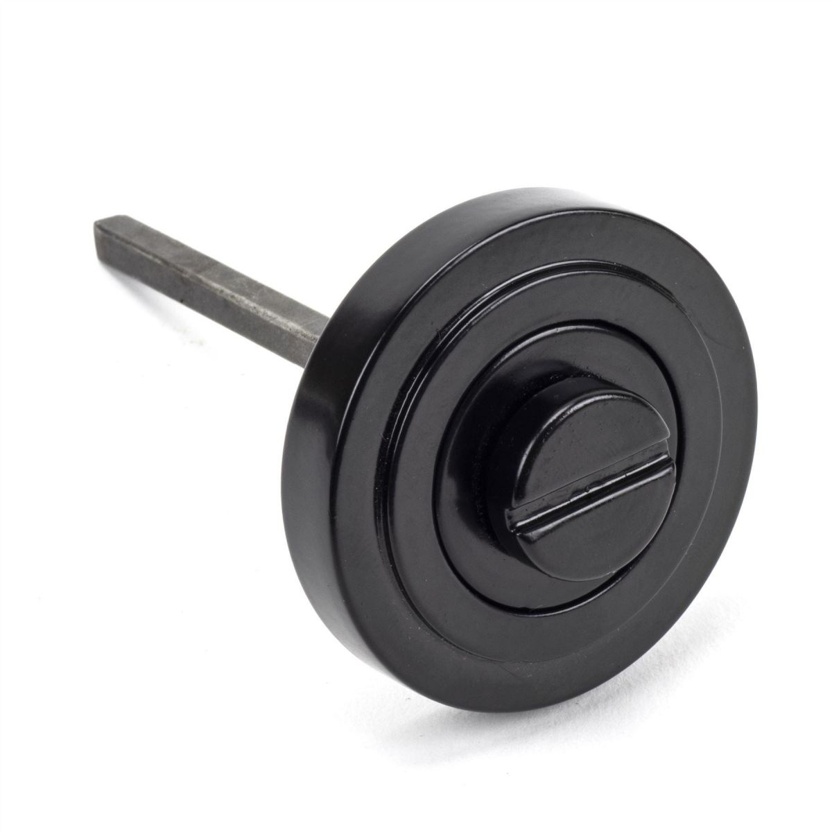 Sleek Black Round Thumbturn Set with Art Deco Cover Spindle