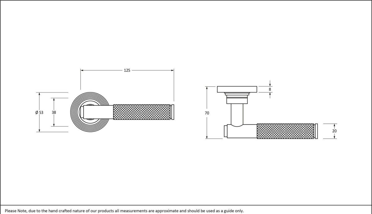 Matte Black Textured Unsprung Lever Door Handle on Beehive Rose Dimensions