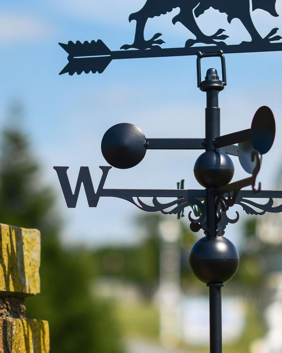 Close-Up of Slim Steel Welsh Dragon Weathervane